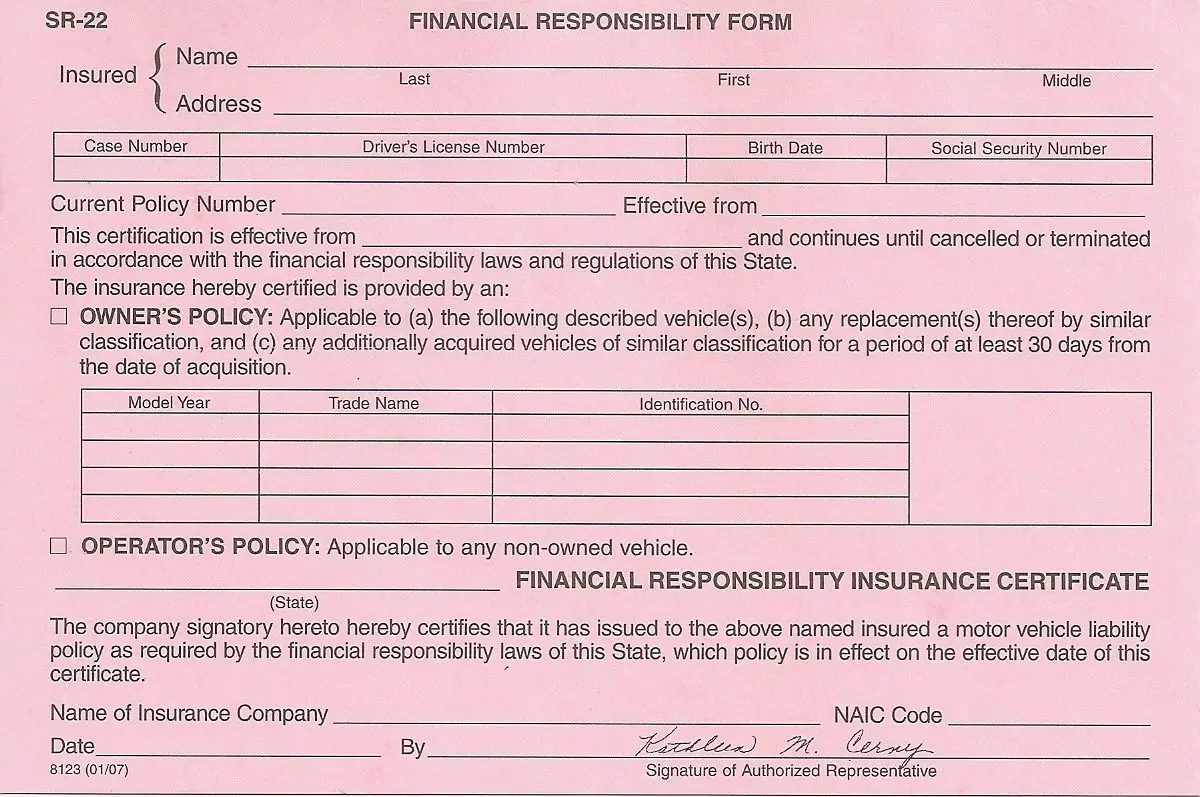 SR-22 form