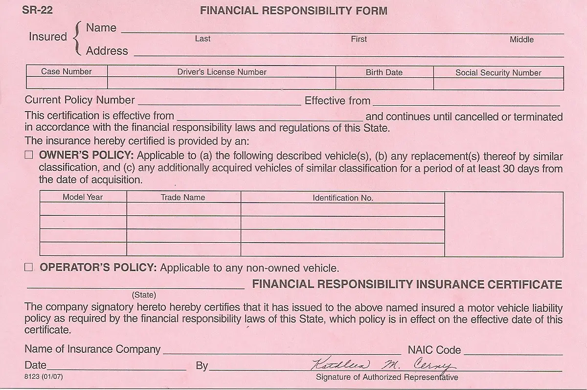 SR-22 form