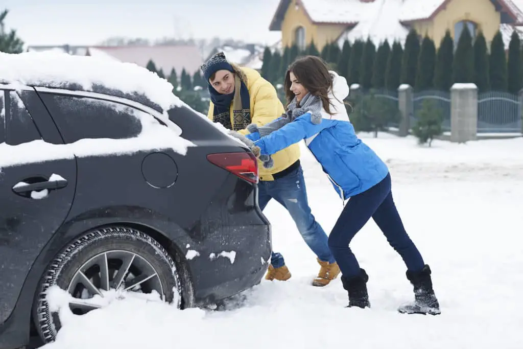 stuck in the snow car